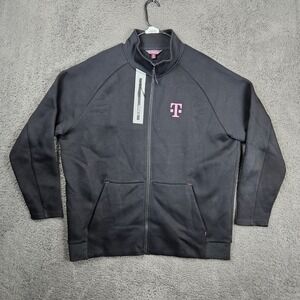 T-Mobile Mens 2XL Full Zip Track Jacket Black Magenta Logo Mock Neck Performance
